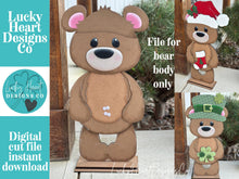 Load image into Gallery viewer, Bear Porch Interchangeable Hats File SVG, Seasonal, Christmas, Valentine, Holiday, Farm, Halloween, Fall, Glowforge, LuckyHeartDesignsCo