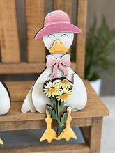 Load image into Gallery viewer, Goose Shelf Hanging Sitter File SVG, Ledge, Daisy, Duck, Flower, Spring Farm, Hanger, Tiered Tray Glowforge LuckyHeartDesignsCo