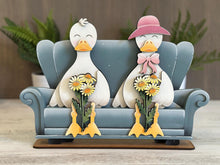 Load image into Gallery viewer, Goose Shelf Hanging Sitter File SVG, Ledge, Daisy, Duck, Flower, Spring Farm, Hanger, Tiered Tray Glowforge LuckyHeartDesignsCo
