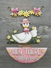 Load image into Gallery viewer, Goose Holiday Door Sign Interchangeable File, SVG, Spring, Daisy, Flower, Duck, Farm, Daisies, Seasonal Welcome Glowforge, LuckyHeartDesigns