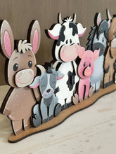 Load image into Gallery viewer, Farm Friends Standing File SVG, Glowforge, Highland, Cow, Pig, Goat, Horse, Chicken, Donkey Tiered Tray LuckyHeartDesignsCo