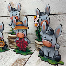 Load image into Gallery viewer, Donkey Farm Standing File SVG, Glowforge, Horse, Overalls, Daisy, Daisies, Mud, Tiered Tray LuckyHeartDesignsCo