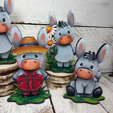Load image into Gallery viewer, Donkey Farm Standing File SVG, Glowforge, Horse, Overalls, Daisy, Daisies, Mud, Tiered Tray LuckyHeartDesignsCo