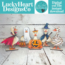 Load image into Gallery viewer, Halloween Goose Standing File SVG, Fall, Pumpkin, Vampire, Witch, Ghost, Mummy, Cute, Pet, Farm Tiered Tray Glowforge, LuckyHeartDesignsCo