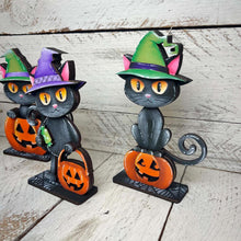Load image into Gallery viewer, Halloween Cat Standing File SVG, Witch, Jack-o-lantern, Boo, Witch, Trick Or Treat Tiered Tray Glowforge, LuckyHeartDesignsCo