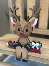 Load image into Gallery viewer, Reindeer Shelf Hanging File SVG, Ledge, Christmas, Santa, Rudolph, Hanger, Tiered Tray Glowforge LuckyHeartDesignsCo