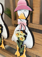 Load image into Gallery viewer, Goose Shelf Hanging Sitter File SVG, Ledge, Daisy, Duck, Flower, Spring Farm, Hanger, Tiered Tray Glowforge LuckyHeartDesignsCo