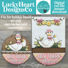 Load image into Gallery viewer, Goose Holiday Door Sign Interchangeable File, SVG, Spring, Daisy, Flower, Duck, Farm, Daisies, Seasonal Welcome Glowforge, LuckyHeartDesigns