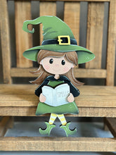 Load image into Gallery viewer, Witch Halloween Chair Interchangeable Shelf Sitter Hanging File SVG, Ledge, Hanger, Tiered Tray Glowforge LuckyHeartDesignsCo
