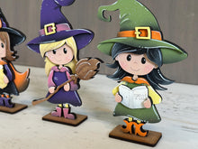 Load image into Gallery viewer, Standing Witch Trio Halloween File SVG, Pumpkin, Potion, Spells, Jack-o-lantern, Trick Or Treat Tiered Tray Glowforge, LuckyHeartDesignsCo