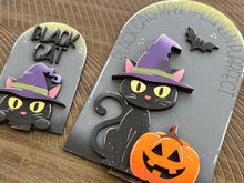 Load image into Gallery viewer, Black Cat Halloween Tall Arch Sign Interchangeable File SVG, TINY, INSERT only, Pumpkin, Glowforge, Holiday, Tiered Tray LuckyHeartDesignsCo