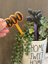 Load image into Gallery viewer, Halloween Mug Stick File SVG, Glowforge Tiered Tray, Ghost, Bat, Candy, Skull, Pumpkin, Plant Topper, Gift, LuckyHeartDesignsCo