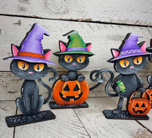 Load image into Gallery viewer, Halloween Cat Standing File SVG, Witch, Jack-o-lantern, Boo, Witch, Trick Or Treat Tiered Tray Glowforge, LuckyHeartDesignsCo