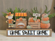 Load image into Gallery viewer, Pumpkin Fall Wall Collage Shelf Holder Interchangeable Sign File Glowforge, Farm, Scarecrow, Standing, LuckyHeartDesignsCo