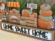 Load image into Gallery viewer, Pumpkin Fall Wall Collage Shelf Holder Interchangeable Sign File Glowforge, Farm, Scarecrow, Standing, LuckyHeartDesignsCo