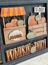 Load image into Gallery viewer, Pumpkin Fall Wall Collage Shelf Holder Interchangeable Sign File Glowforge, Farm, Scarecrow, Standing, LuckyHeartDesignsCo