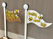 Load image into Gallery viewer, Bee Honey Flag Interchangeable File SVG, Summer, Spring, Bumble, Gnome, Highland, Seasonal, Holiday, Glowforge, LuckyHeartDesignsCo