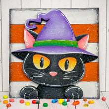 Load image into Gallery viewer, Black Cat Candy Interchangeable Leaning Sign File SVG, Glowforge Tiered Tray, Witch, Halloween, Boo, Trick or Treat, LuckyHeartDesignsCo