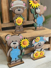 Load image into Gallery viewer, Teddy Bear Sunflower Standing File SVG, Leaves, Summer, Bloom, Autumn, Farm, Sweater Weather, Tiered Tray Glowforge, LuckyHeartDesignsCo