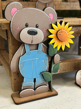Load image into Gallery viewer, Teddy Bear Sunflower Standing File SVG, Leaves, Summer, Bloom, Autumn, Farm, Sweater Weather, Tiered Tray Glowforge, LuckyHeartDesignsCo