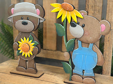 Load image into Gallery viewer, Teddy Bear Sunflower Standing File SVG, Leaves, Summer, Bloom, Autumn, Farm, Sweater Weather, Tiered Tray Glowforge, LuckyHeartDesignsCo