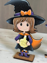 Load image into Gallery viewer, Standing Witch Trio Halloween File SVG, Pumpkin, Potion, Spells, Jack-o-lantern, Trick Or Treat Tiered Tray Glowforge, LuckyHeartDesignsCo