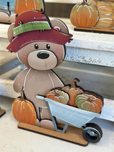 Load image into Gallery viewer, Teddy Bear Fall Pumpkin Standing File SVG, Leaves, Autumn, Farm, Woodland, Sweater Weather, Tiered Tray Glowforge, LuckyHeartDesignsCo