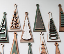 Load image into Gallery viewer, Tree Triangle Christmas Ornament File SVG, Farmhouse, Woodland, Rustic, Holiday Glowforge, LuckyHeartDesignsCo