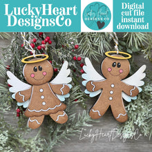 Load image into Gallery viewer, Gingerbread Angel Christmas Ornament File SVG, Craft, Kids, Santa, Baby, Kids, Remember, Memorial, Glowforge, LuckyHeartDesignsCo