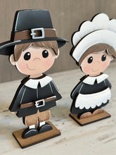 Load image into Gallery viewer, Pilgrim Turkey, Standing File SVG, Tiered Tray Holiday Decor, Thanksgiving, Gobble, Pumpkin Pie, Fall, Glowforge, LuckyHeartDesignsCo
