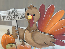 Load image into Gallery viewer, Turkey Thanksgiving Standing File SVG, Gobble, Pumpkin Pie, Pilgrim, Fall, Holiday Decor, Glowforge, LuckyHeartDesignsCo