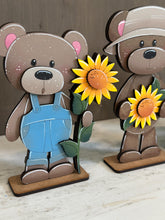 Load image into Gallery viewer, Teddy Bear Sunflower Standing File SVG, Leaves, Summer, Bloom, Autumn, Farm, Sweater Weather, Tiered Tray Glowforge, LuckyHeartDesignsCo