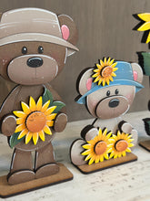 Load image into Gallery viewer, Teddy Bear Sunflower Standing File SVG, Leaves, Summer, Bloom, Autumn, Farm, Sweater Weather, Tiered Tray Glowforge, LuckyHeartDesignsCo