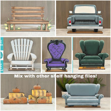 Load image into Gallery viewer, Teddy Bear Shelf Hanging Sitter File SVG, Hanger, Ledge, Love, Heart, Farm, Woodland, Tiered Tray Glowforge LuckyHeartDesignsCo
