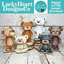 Load image into Gallery viewer, Teddy Bear Standing File SVG, Woodland, Polar Bear, Woods, Camping, Summer, Tiered Tray Glowforge, LuckyHeartDesignsCo