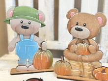 Load image into Gallery viewer, Teddy Bear Fall Pumpkin Standing File SVG, Leaves, Autumn, Farm, Woodland, Sweater Weather, Tiered Tray Glowforge, LuckyHeartDesignsCo