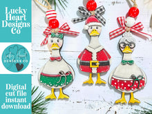 Load image into Gallery viewer, Santa Goose Christmas Ornament File SVG, Holiday, craft, Mrs. Clause, Duck, Present, Glowforge, LuckyHeartDesignsCo