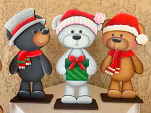 Load image into Gallery viewer, Teddy Bear Christmas Standing Set File SVG, Elf, Sweater, Santa, Holiday, Tree, Ornament, Farm, Tiered Tray Glowforge, LuckyHeartDesignsCo