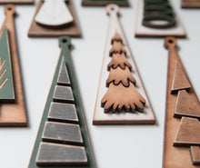 Load image into Gallery viewer, Tree Triangle Christmas Ornament File SVG, Farmhouse, Woodland, Rustic, Holiday Glowforge, LuckyHeartDesignsCo