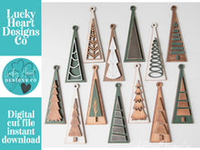 Load image into Gallery viewer, Tree Triangle Christmas Ornament File SVG, Farmhouse, Woodland, Rustic, Holiday Glowforge, LuckyHeartDesignsCo