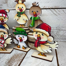 Load image into Gallery viewer, Chicken Cute Christmas Standing File SVG, Farm, Santa, Bird, Egg, Chickens, Present, Candy Cane Tiered Tray Glowforge, LuckyHeartDesignsCo