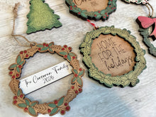 Load image into Gallery viewer, Scored Wreath Tree Christmas Ornament File SVG, Glowforge, Wedding Gift Tag, Holly, Family, Personalized, Holiday, LuckyHeartDesignsCo