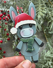 Load image into Gallery viewer, Donkey Santa Standing Christmas Ornament File SVG, Glowforge, Horse, Cow, Farm, LuckyHeartDesignsCo
