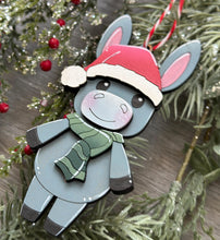 Load image into Gallery viewer, Donkey Santa Standing Christmas Ornament File SVG, Glowforge, Horse, Cow, Farm, LuckyHeartDesignsCo