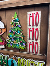 Load image into Gallery viewer, Christmas Wall Collage Shelf Holder Interchangeable Sign File Glowforge, Santa, Mrs Claus, Tree Chair Presents Standing, LuckyHeartDesignsCo