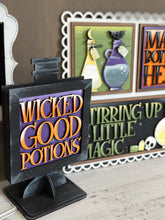 Load image into Gallery viewer, Witch Potions Magic Interchangeable Leaning Sign File SVG, Glowforge Tiered Tray, Halloween, Boo, Trick or Treat, LuckyHeartDesignsCo