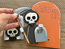 Load image into Gallery viewer, Grim Reaper Tall Arch Sign Interchangeable File SVG, TINY, INSERT only Ghost, Skeleton, Glowforge, Holiday, Tiered Tray LuckyHeartDesignsCo