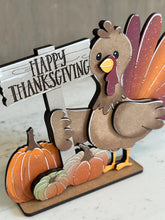 Load image into Gallery viewer, Turkey Thanksgiving Standing File SVG, Gobble, Pumpkin Pie, Pilgrim, Fall, Holiday Decor, Glowforge, LuckyHeartDesignsCo