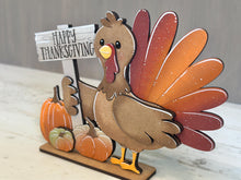 Load image into Gallery viewer, Turkey Thanksgiving Standing File SVG, Gobble, Pumpkin Pie, Pilgrim, Fall, Holiday Decor, Glowforge, LuckyHeartDesignsCo