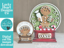 Load image into Gallery viewer, Gingerbread Baking Snow Globe Interchangeable File SVG, TINY, Glowforge, Christmas, Cookies Holiday, Shapes, Tiered Tray LuckyHeartDesignsCo